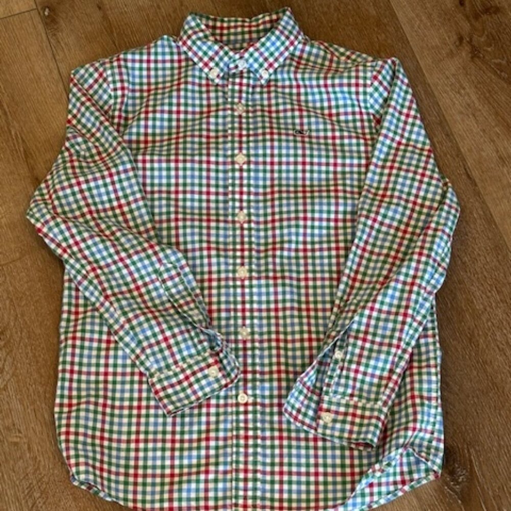 Vineyard vines blue performance whale shirt boys size medium 12 14